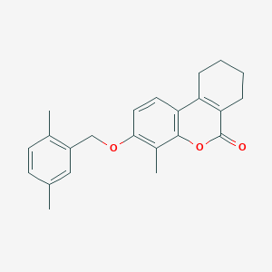 molecular formula C23H24O3 B11664020 3-[(2,5-dimethylbenzyl)oxy]-4-methyl-7,8,9,10-tetrahydro-6H-benzo[c]chromen-6-one 