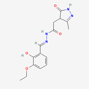 molecular formula C15H18N4O4 B11664035 N'-[(E)-(3-ethoxy-2-hydroxyphenyl)methylidene]-2-(3-methyl-5-oxo-4,5-dihydro-1H-pyrazol-4-yl)acetohydrazide 