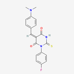 (5E)-5-[4-(dimethylamino)benzylidene]-1-(4-fluorophenyl)-2-sulfanylpyrimidine-4,6(1H,5H)-dione