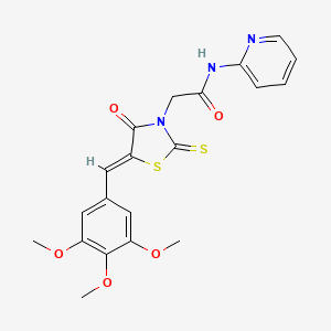 molecular formula C20H19N3O5S2 B11664085 2-[(5Z)-4-oxo-2-thioxo-5-(3,4,5-trimethoxybenzylidene)-1,3-thiazolidin-3-yl]-N-(pyridin-2-yl)acetamide 