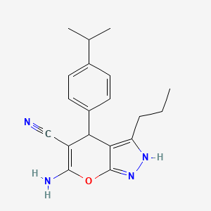 6-amino-4-[4-(propan-2-yl)phenyl]-3-propyl-1H,4H-pyrano[2,3-c]pyrazole-5-carbonitrile