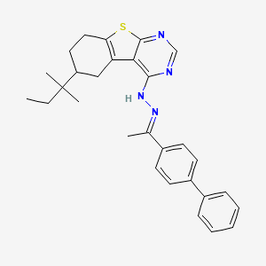 4-{(2E)-2-[1-(biphenyl-4-yl)ethylidene]hydrazinyl}-6-(2-methylbutan-2-yl)-5,6,7,8-tetrahydro[1]benzothieno[2,3-d]pyrimidine