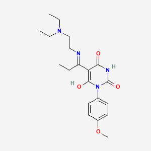 Pyrimidine-2,4,6(1H,3H,5H)-trione, 5-[1-(2-diethylaminoethylamino)propylidene]-1-(4-methoxyphenyl)-