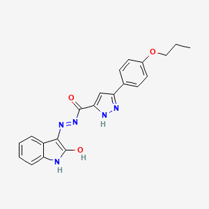 molecular formula C21H19N5O3 B11664111 N'-[(3Z)-2-oxo-1,2-dihydro-3H-indol-3-ylidene]-3-(4-propoxyphenyl)-1H-pyrazole-5-carbohydrazide CAS No. 1048925-30-9