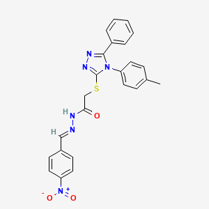 molecular formula C24H20N6O3S B11664156 2-{[4-(4-methylphenyl)-5-phenyl-4H-1,2,4-triazol-3-yl]sulfanyl}-N'-[(E)-(4-nitrophenyl)methylidene]acetohydrazide 