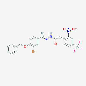 molecular formula C23H17BrF3N3O4 B11664162 N'-[(E)-[4-(Benzyloxy)-3-bromophenyl]methylidene]-2-[2-nitro-4-(trifluoromethyl)phenyl]acetohydrazide 