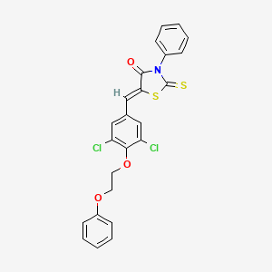 molecular formula C24H17Cl2NO3S2 B11664165 (5Z)-5-{[3,5-Dichloro-4-(2-phenoxyethoxy)phenyl]methylidene}-3-phenyl-2-sulfanylidene-1,3-thiazolidin-4-one 