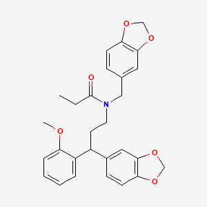 N-[3-(1,3-benzodioxol-5-yl)-3-(2-methoxyphenyl)propyl]-N-(1,3-benzodioxol-5-ylmethyl)propanamide