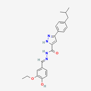 molecular formula C23H26N4O3 B11664173 N'-(3-Ethoxy-4-hydroxybenzylidene)-5-(4-isobutylphenyl)-1H-pyrazole-3-carbohydrazide CAS No. 303107-08-6