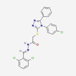 2-{[4-(4-chlorophenyl)-5-phenyl-4H-1,2,4-triazol-3-yl]sulfanyl}-N'-[(E)-(2,6-dichlorophenyl)methylidene]acetohydrazide