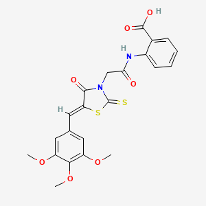 molecular formula C22H20N2O7S2 B11664216 2-({[(5Z)-4-oxo-2-thioxo-5-(3,4,5-trimethoxybenzylidene)-1,3-thiazolidin-3-yl]acetyl}amino)benzoic acid 