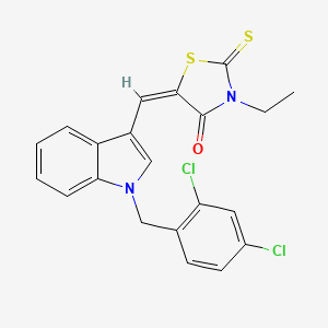 (5E)-5-[[1-[(2,4-dichlorophenyl)methyl]indol-3-yl]methylidene]-3-ethyl-2-sulfanylidene-1,3-thiazolidin-4-one