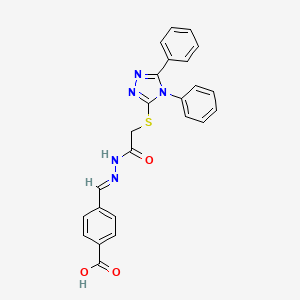 4-[(E)-(2-{[(4,5-diphenyl-4H-1,2,4-triazol-3-yl)sulfanyl]acetyl}hydrazinylidene)methyl]benzoic acid