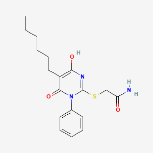 2-[(5-Hexyl-4-hydroxy-6-oxo-1-phenyl-1,6-dihydropyrimidin-2-yl)sulfanyl]acetamide