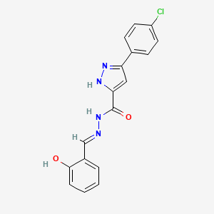 molecular formula C17H13ClN4O2 B11664254 3-(4-chlorophenyl)-N'-[(E)-(2-hydroxyphenyl)methylidene]-1H-pyrazole-5-carbohydrazide 