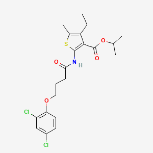 molecular formula C21H25Cl2NO4S B11664259 Propan-2-yl 2-{[4-(2,4-dichlorophenoxy)butanoyl]amino}-4-ethyl-5-methylthiophene-3-carboxylate 