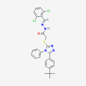 molecular formula C27H25Cl2N5OS B11664279 2-{[5-(4-tert-butylphenyl)-4-phenyl-4H-1,2,4-triazol-3-yl]sulfanyl}-N'-[(E)-(2,6-dichlorophenyl)methylidene]acetohydrazide 