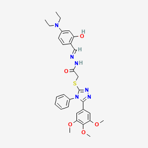 molecular formula C30H34N6O5S B11664280 N'-[(E)-[4-(Diethylamino)-2-hydroxyphenyl]methylidene]-2-{[4-phenyl-5-(3,4,5-trimethoxyphenyl)-4H-1,2,4-triazol-3-YL]sulfanyl}acetohydrazide 