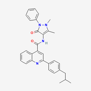 molecular formula C31H30N4O2 B11664291 N-(1,5-dimethyl-3-oxo-2-phenyl-2,3-dihydro-1H-pyrazol-4-yl)-2-[4-(2-methylpropyl)phenyl]quinoline-4-carboxamide 