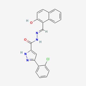 molecular formula C21H15ClN4O2 B11664308 3-(2-chlorophenyl)-N'-[(E)-(2-hydroxy-1-naphthyl)methylidene]-1H-pyrazole-5-carbohydrazide 