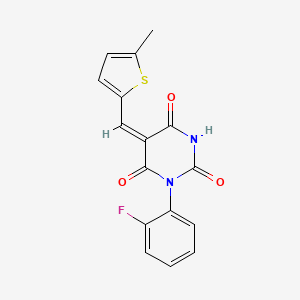 (5E)-1-(2-fluorophenyl)-5-[(5-methylthiophen-2-yl)methylidene]pyrimidine-2,4,6(1H,3H,5H)-trione