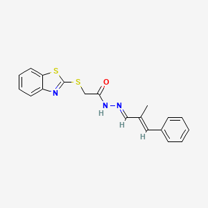 molecular formula C19H17N3OS2 B11664342 2-(1,3-benzothiazol-2-ylsulfanyl)-N'-[(1E,2E)-2-methyl-3-phenylprop-2-en-1-ylidene]acetohydrazide 