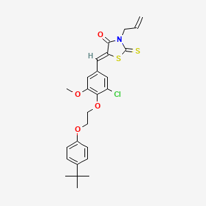 molecular formula C26H28ClNO4S2 B11664348 (5Z)-5-{4-[2-(4-tert-butylphenoxy)ethoxy]-3-chloro-5-methoxybenzylidene}-3-(prop-2-en-1-yl)-2-thioxo-1,3-thiazolidin-4-one 