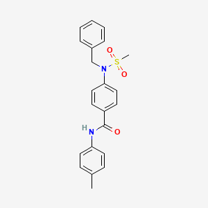 molecular formula C22H22N2O3S B11664362 4-[benzyl(methylsulfonyl)amino]-N-(4-methylphenyl)benzamide 