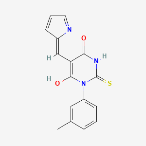 (5E)-1-(3-methylphenyl)-5-(1H-pyrrol-2-ylmethylidene)-2-thioxodihydropyrimidine-4,6(1H,5H)-dione