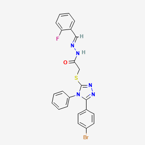 molecular formula C23H17BrFN5OS B11664380 2-{[5-(4-bromophenyl)-4-phenyl-4H-1,2,4-triazol-3-yl]sulfanyl}-N'-[(E)-(2-fluorophenyl)methylidene]acetohydrazide CAS No. 303094-79-3