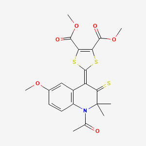 dimethyl 2-(1-acetyl-6-methoxy-2,2-dimethyl-3-thioxo-2,3-dihydroquinolin-4(1H)-ylidene)-1,3-dithiole-4,5-dicarboxylate