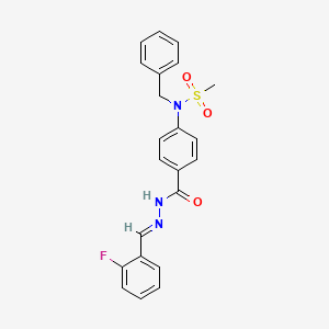 molecular formula C22H20FN3O3S B11664385 N-benzyl-N-(4-{[(2E)-2-(2-fluorobenzylidene)hydrazinyl]carbonyl}phenyl)methanesulfonamide 