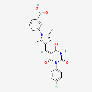 3-(3-{(E)-[1-(4-chlorophenyl)-2,4,6-trioxotetrahydropyrimidin-5(2H)-ylidene]methyl}-2,5-dimethyl-1H-pyrrol-1-yl)benzoic acid