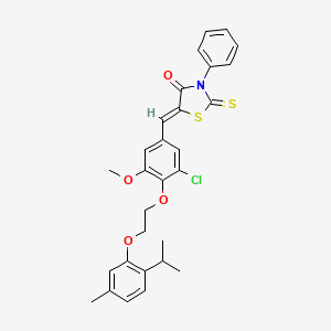 (5Z)-5-(3-chloro-5-methoxy-4-{2-[5-methyl-2-(propan-2-yl)phenoxy]ethoxy}benzylidene)-3-phenyl-2-thioxo-1,3-thiazolidin-4-one