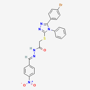 2-{[5-(4-bromophenyl)-4-phenyl-4H-1,2,4-triazol-3-yl]sulfanyl}-N'-[(E)-(4-nitrophenyl)methylidene]acetohydrazide