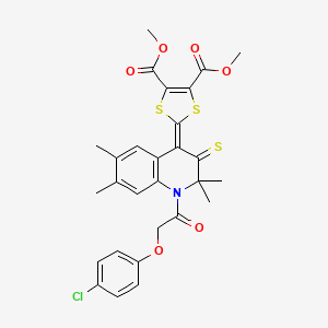 dimethyl 2-{1-[(4-chlorophenoxy)acetyl]-2,2,6,7-tetramethyl-3-thioxo-2,3-dihydroquinolin-4(1H)-ylidene}-1,3-dithiole-4,5-dicarboxylate