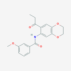 molecular formula C19H19NO5 B11664515 3-methoxy-N-(7-propanoyl-2,3-dihydro-1,4-benzodioxin-6-yl)benzamide 