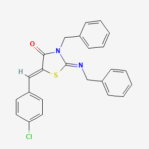 molecular formula C24H19ClN2OS B11664527 (2E,5Z)-3-benzyl-2-(benzylimino)-5-(4-chlorobenzylidene)-1,3-thiazolidin-4-one 