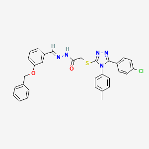 N'-{(E)-[3-(benzyloxy)phenyl]methylidene}-2-{[5-(4-chlorophenyl)-4-(4-methylphenyl)-4H-1,2,4-triazol-3-yl]sulfanyl}acetohydrazide