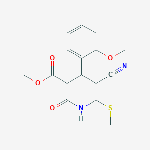 molecular formula C17H18N2O4S B11664563 Methyl 5-cyano-4-(2-ethoxyphenyl)-6-(methylsulfanyl)-2-oxo-1,2,3,4-tetrahydropyridine-3-carboxylate 