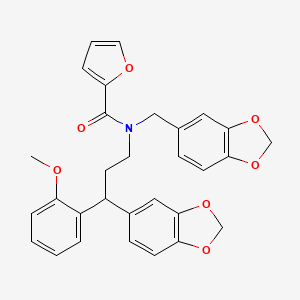 N-[3-(1,3-benzodioxol-5-yl)-3-(2-methoxyphenyl)propyl]-N-(1,3-benzodioxol-5-ylmethyl)furan-2-carboxamide