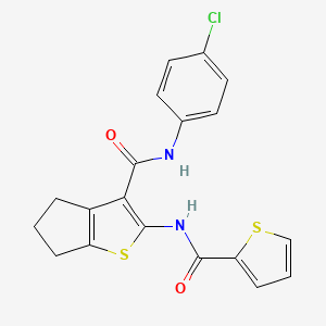 molecular formula C19H15ClN2O2S2 B11664605 N-(4-chlorophenyl)-2-[(thiophen-2-ylcarbonyl)amino]-5,6-dihydro-4H-cyclopenta[b]thiophene-3-carboxamide 