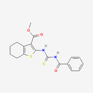 molecular formula C18H18N2O3S2 B11664616 Methyl 2-{[(phenylcarbonyl)carbamothioyl]amino}-4,5,6,7-tetrahydro-1-benzothiophene-3-carboxylate 