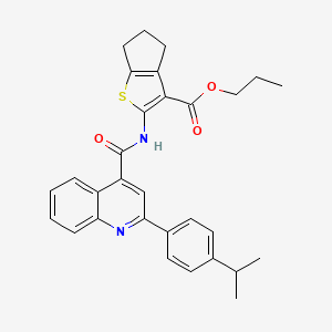 propyl 2-[({2-[4-(propan-2-yl)phenyl]quinolin-4-yl}carbonyl)amino]-5,6-dihydro-4H-cyclopenta[b]thiophene-3-carboxylate