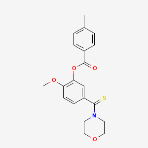 molecular formula C20H21NO4S B11664677 2-Methoxy-5-(morpholin-4-ylcarbonothioyl)phenyl 4-methylbenzoate 