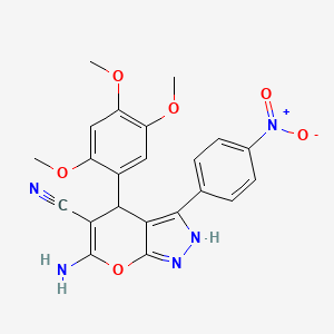 6-Amino-3-(4-nitrophenyl)-4-(2,4,5-trimethoxyphenyl)-1,4-dihydropyrano[2,3-c]pyrazole-5-carbonitrile