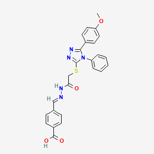 4-{(E)-[2-({[5-(4-methoxyphenyl)-4-phenyl-4H-1,2,4-triazol-3-yl]sulfanyl}acetyl)hydrazinylidene]methyl}benzoic acid