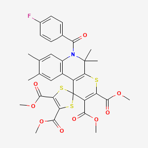 Tetramethyl 6'-(4-fluorobenzoyl)-5',5',8',9'-tetramethyl-5',6'-dihydrospiro[1,3-dithiole-2,1'-thiopyrano[2,3-c]quinoline]-2',3',4,5-tetracarboxylate