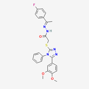 2-{[5-(3,4-dimethoxyphenyl)-4-phenyl-4H-1,2,4-triazol-3-yl]sulfanyl}-N'-[(1E)-1-(4-fluorophenyl)ethylidene]acetohydrazide