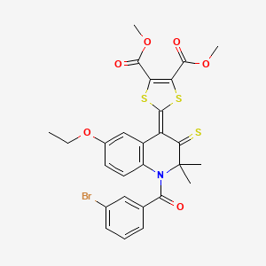 dimethyl 2-{1-[(3-bromophenyl)carbonyl]-6-ethoxy-2,2-dimethyl-3-thioxo-2,3-dihydroquinolin-4(1H)-ylidene}-1,3-dithiole-4,5-dicarboxylate